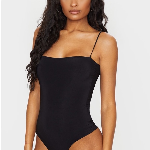 Zara | Tops | Zara Black Spaghetti Strap Square Neck Bodysuit | Poshmark